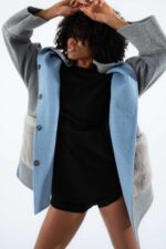 Alpaka Kumaşı Gerçek Vizon Kürklü Kaban - Görsel 5