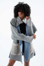 Alpaka Kumaşı Gerçek Vizon Kürklü Kaban - Görsel 4