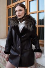 Arjante Kürkü Yakalı Kuzu Kürkü Manto - Görsel 3