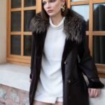 Arjante Kürkü Yakalı Kuzu Kürkü Manto