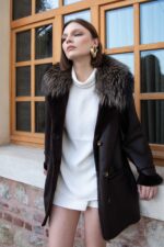 Arjante Kürkü Yakalı Kuzu Kürkü Manto - Görsel 2