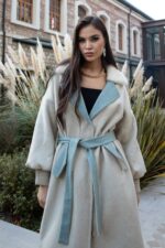 Vizon Yakalı Alpaka Kumaşı Kaban