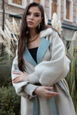 Vizon Yakalı Alpaka Kumaşı Kaban - Görsel 4