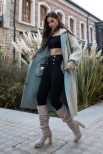 Vizon Yakalı Alpaka Kumaşı Kaban - Görsel 5