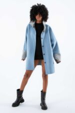 Alpaka Kumaşı Gerçek Vizon Kürklü Kaban - Görsel 7