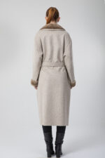 Alpaka Kumaşından Hakiki Vizon Kürklü Manto - Görsel 5