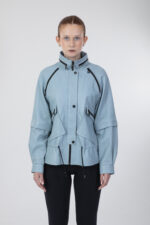 Fermuar Detaylı Gi̇zli̇ Kapşonlu Çıkma Kollu Astarlı Gerçek Deri̇ Ceket