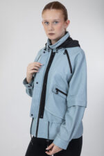 Fermuar Detaylı Gi̇zli̇ Kapşonlu Çıkma Kollu Astarlı Gerçek Deri̇ Ceket - Görsel 4